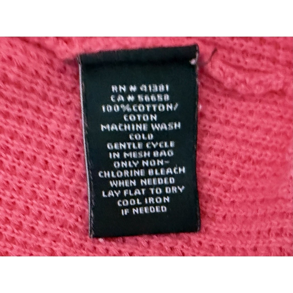 Lauren‎ Ralph Lauren Hot Pink Cotton Waffle Knit  Drawstring Sweater Mens M - Picture 3 of 6
